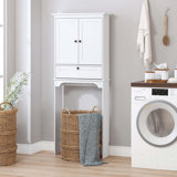 Overhead Storage Cabinet With Doors And Adjustable Shelves With Chains, White