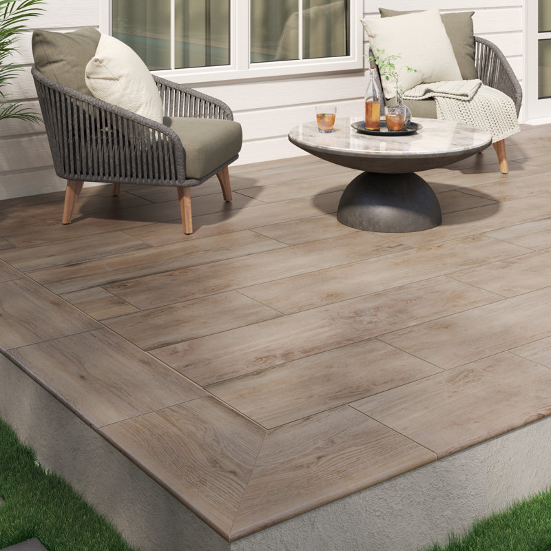 Duravia 12 in. x 48 in. x 0.79 in. Matte Porcelain Stone Look Paver (8 sq. ft./unit, 2 Pieces), Briar Ashwood