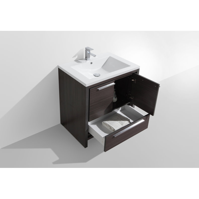 Melillo 30 " Freestanding Standard Single Bathroom Vanity Base, Dark Gray Oak