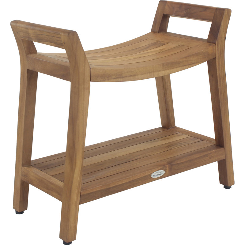 Patented Asia Ascend Teak Shower Bench with Shelf