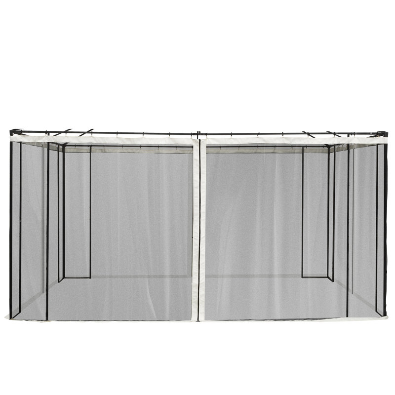 Outsunny Universal Replacement Mesh Sidewall Netting For Patio Gazebos And Canopy Tents With Zippers, (Sidewall Only), White