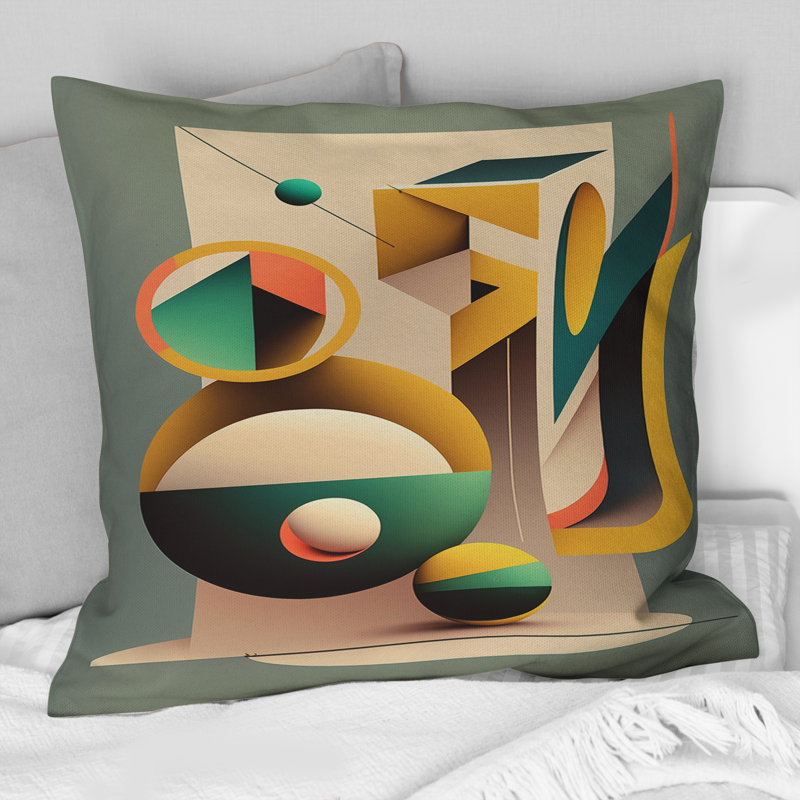 Retro Elementary Geometrics VII - Abstract Geometric Printed Throw Pillow