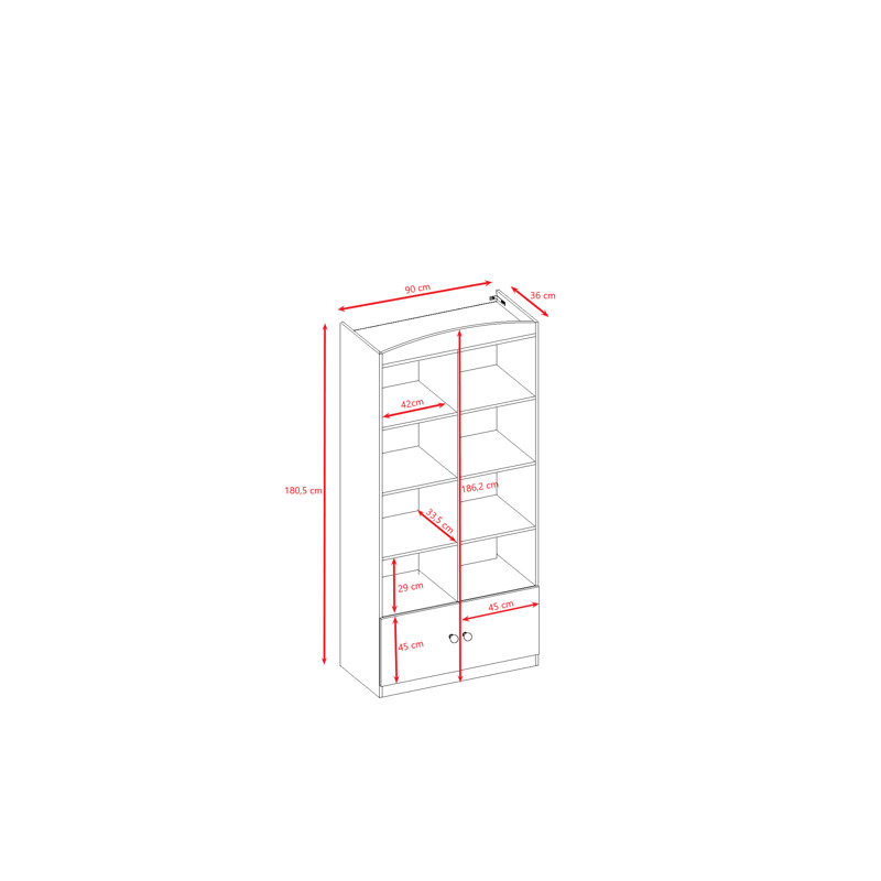 Cicero 186.20cm H X 90cm W No Subject Standard Kids Bookcase, Blue