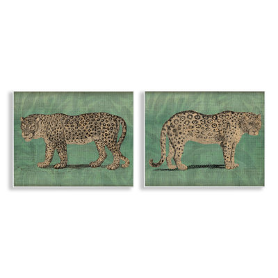 «Stunned Jaguar Hunting», ensemble de 2 plaques murales par June Erica Vess