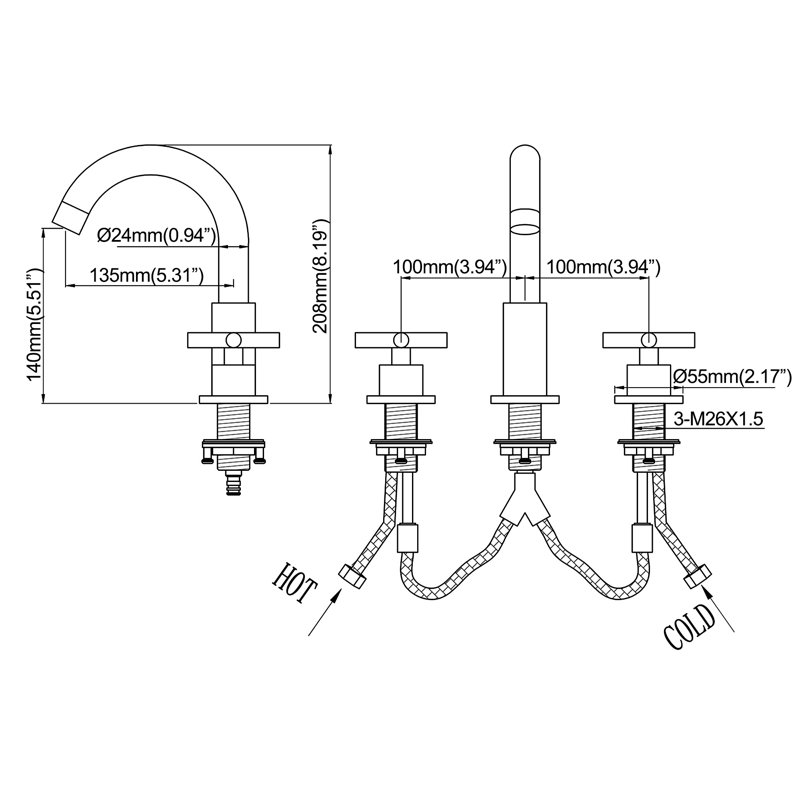 Widespread 2-handle Bathroom Faucet