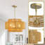 Boho Rattan Chandelier, 3-Light Rustic Modern Ceiling Light Fixture Pendant Lamp for Dining Room, Living Room, Bedroom, Kitchen Island ((E12 Bulbs Not Included))