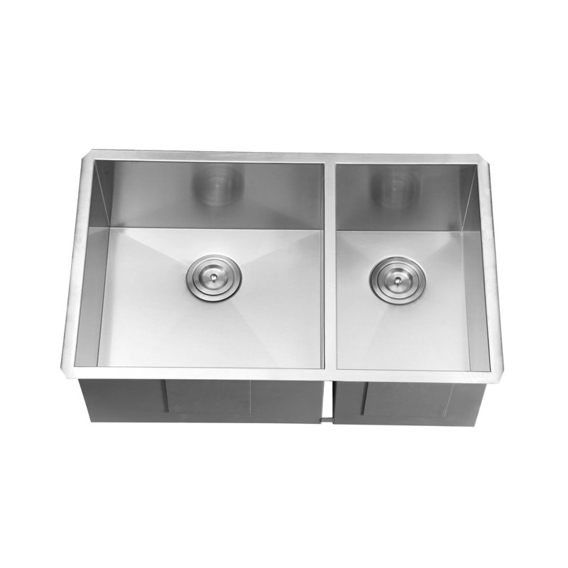 Ruvati 32-inch Undermount 60/40 Double Bowl Zero Radius 16 Gauge Stainless Steel Kitchen Sink