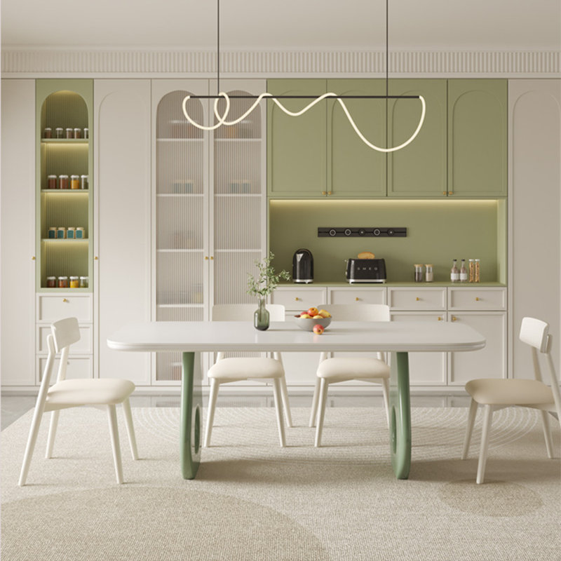 European modern simple dining table set, 29.5"H x 55.1"L x 31.5"W