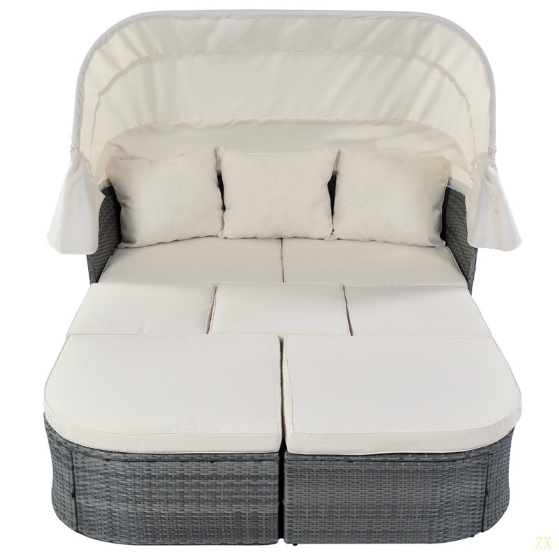 Méridienne d'extérieur avec lit escamotable, Beige
