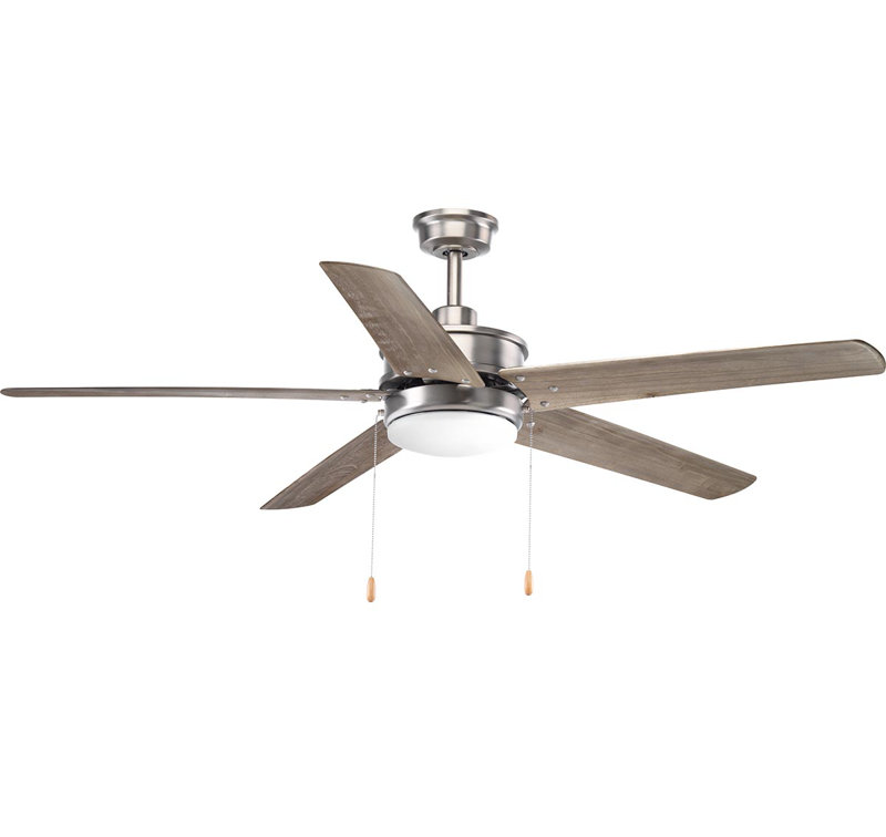 Whirl 60'' Ceiling Fan with LED Lights, Antique Nickel with Driftwood Blades