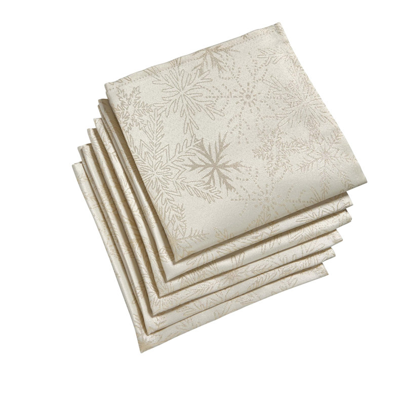 Yvaine Polyester Snowflake Square Napkin, Cream