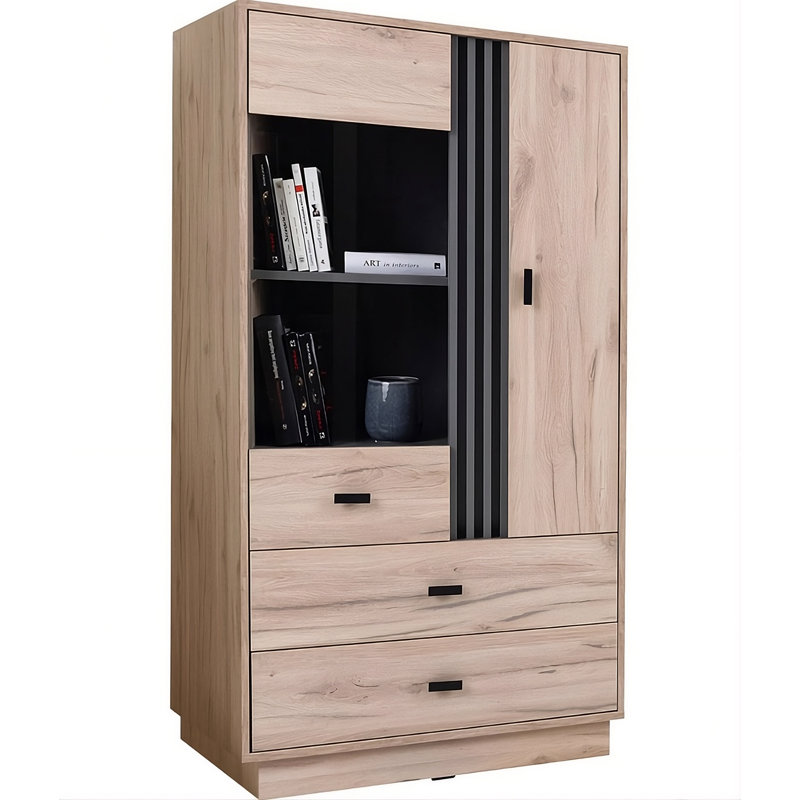 Display Cabinet, Light Estana Oak/Anthracite
