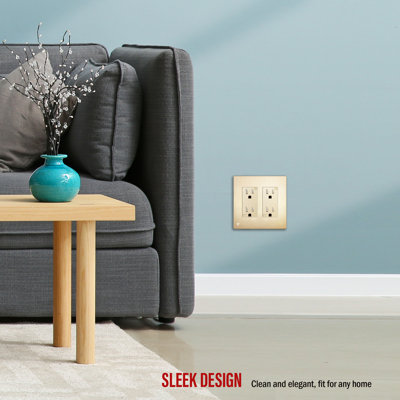 Enerlites Screwless Decorator/GFCI 2 Gang Wall Plate - Brushed Gold