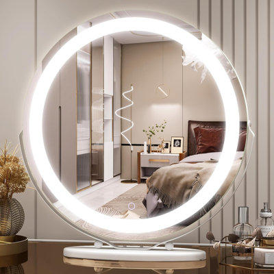 Miroir de bureau rond à intensité variable avec pivotement à 360 ° Jimya