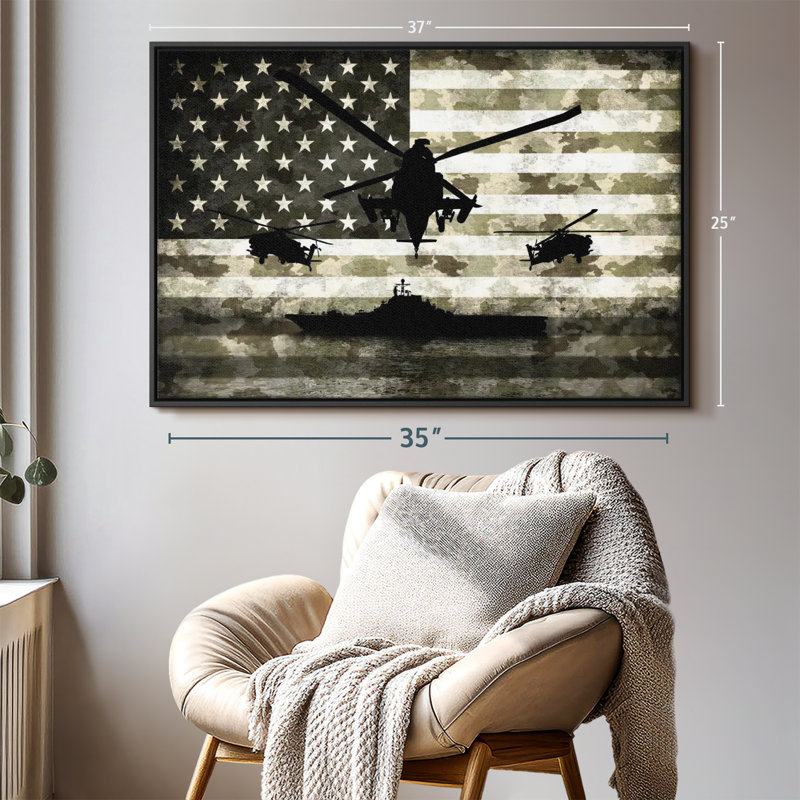 " Navy Camo USA Flag " Print, 25" H x 37" W