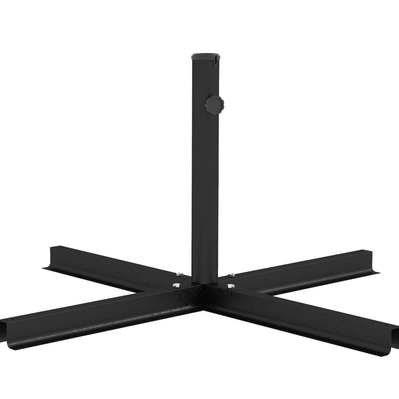 Base de parasol d'extérieur stable, noire et robuste avec base croisée pour parasols de patio
