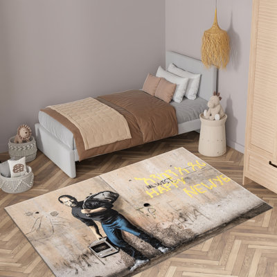Tapis de salon spacieux à poils doux avec un motif floral et géométrique complexe pour un look élégant et confortable