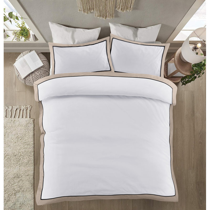 Premium Polycotton Duvet Cover Set with Pillowcases Soft Breathable Easy Care Wrinkle Resistant Bedding, Latte