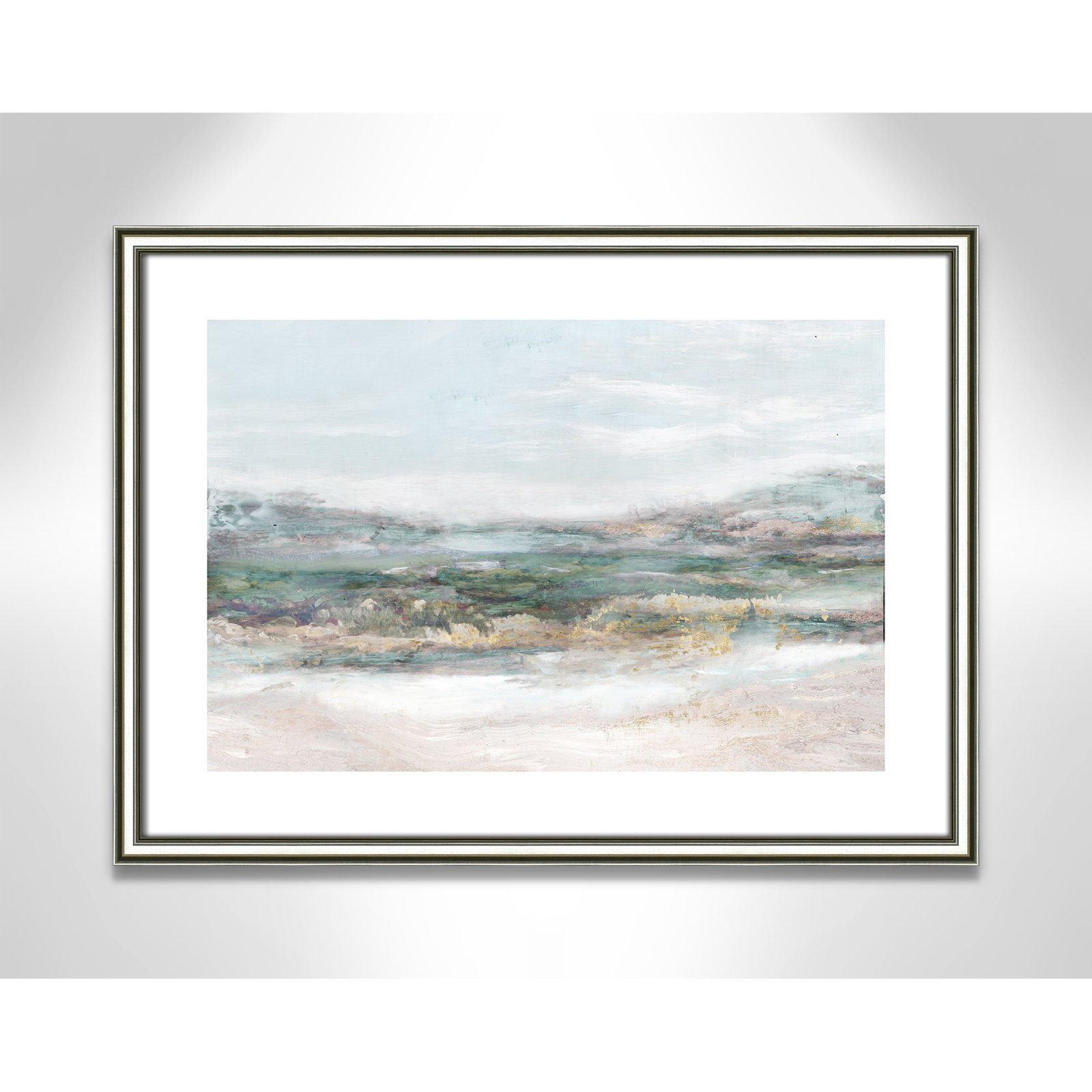 Dazzling by Matina Theodosiou - Painting Print on Canvas, White, Silver Framed Paper, 17" H x 23" W x 0.875" D