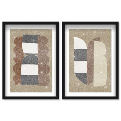 Puzzle Catcher Set Shadowbox Abstract Print by Oliver Gal, Black Frame, 10 x 15