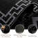 Nico Black Modern Printed Area Rug - Bold Black with Geometric Grey Frame