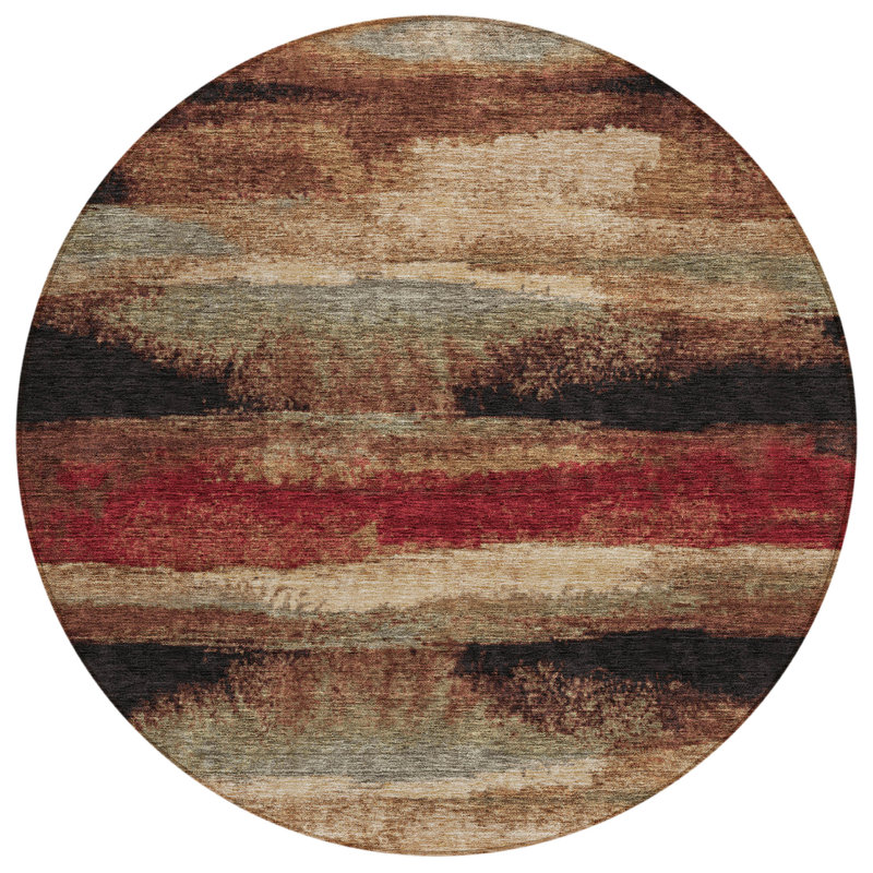 Aleighna Area Rug with Non-Slip Backing, Round 8'