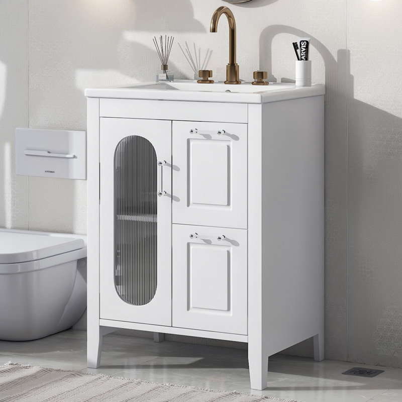 Meuble-lavabo 24 po avec lavabo, Blanc