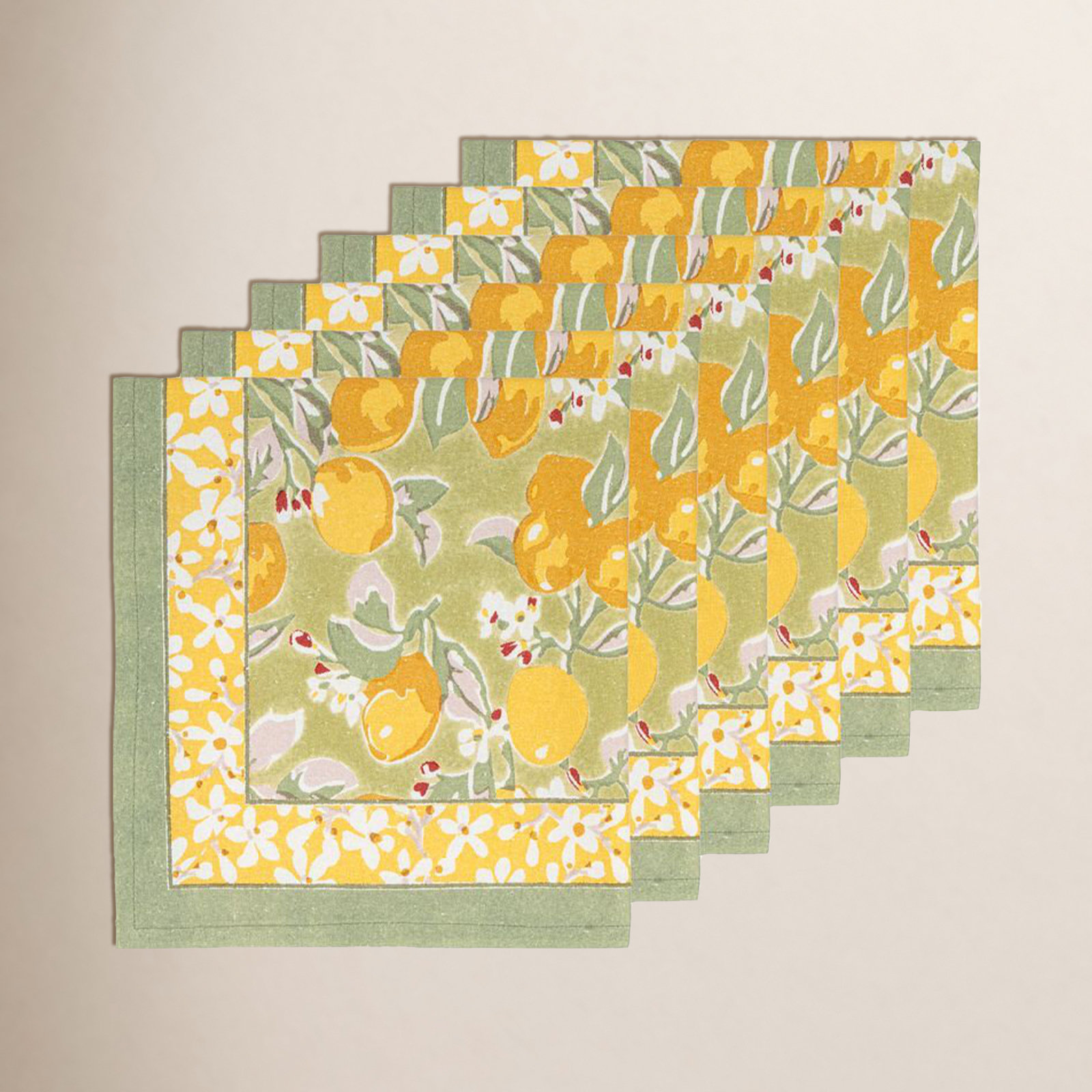 Linen Napkin, Vert/Yellow