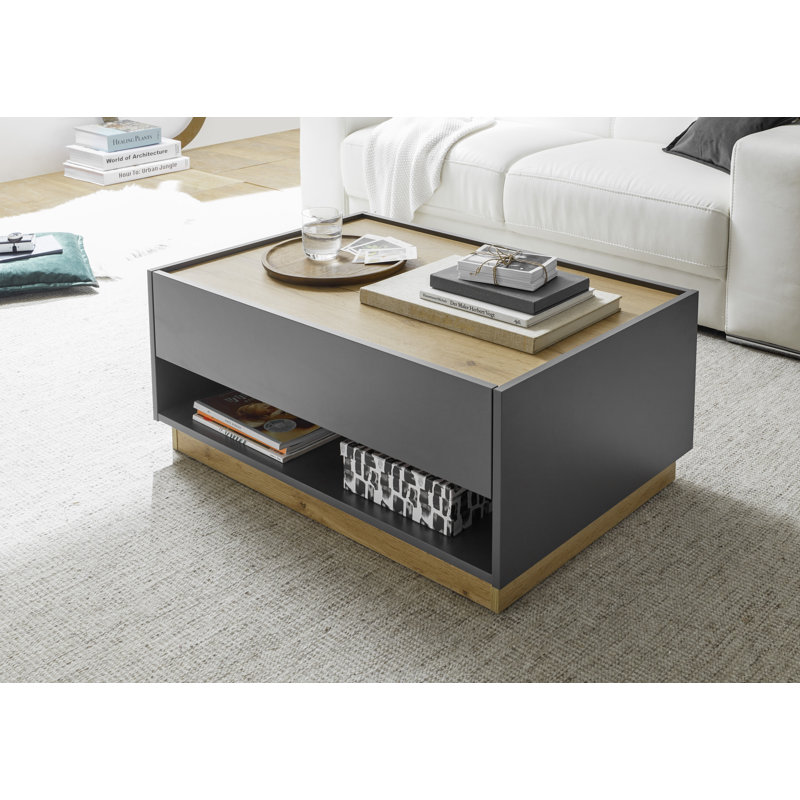 Alleghenyville Solid Coffee Table with Storage, Anthracite, 80cm H x 90cm W x 60cm D