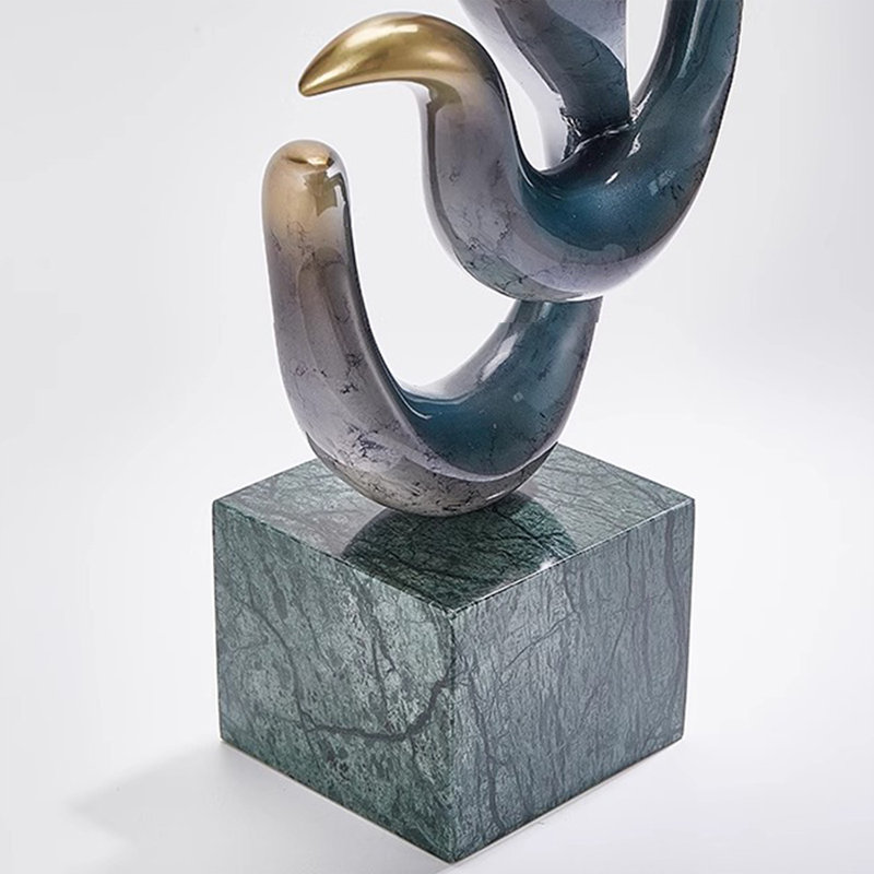 Blue+Gray+Green Free Form Copper+Marble Decorative Object