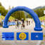 Arche gonflable demi-cercle en PVC 20 pi avec souffleur intégré, arche imperméable durable pour les marathons, les courses, les événements et les promotions commerciales - Bleu-130619729