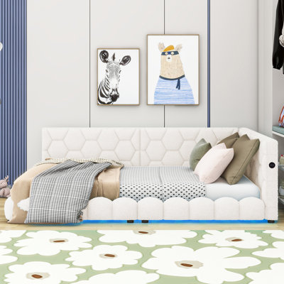 Upholstered Full Size Platform Bed with USB Ports and LED Lighting, Combining Modern Design and Practical Features for Enhanced Comfort.