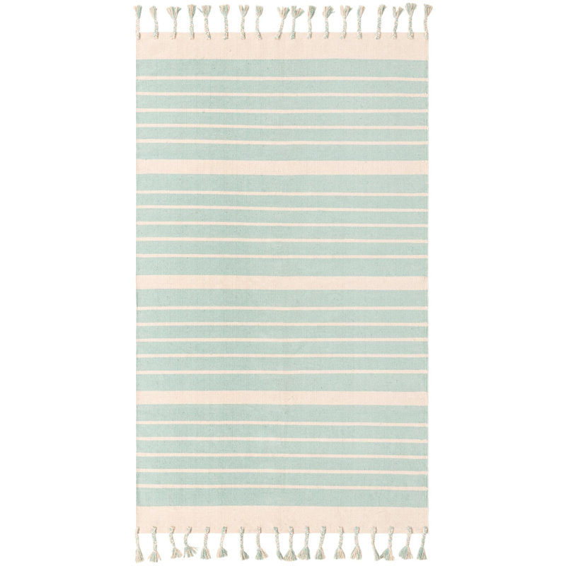Yellville Cotton Striped Indoor Rug, Rectangle 5'1" x 8'