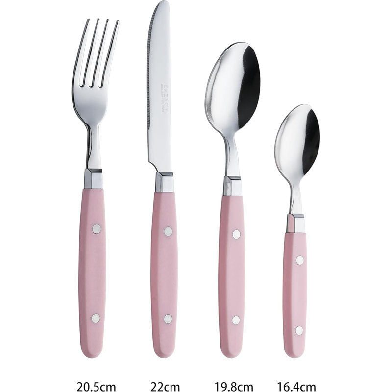 Exzact 24 Stainless Steel Cutlery Set, Service for 6, Light Pink