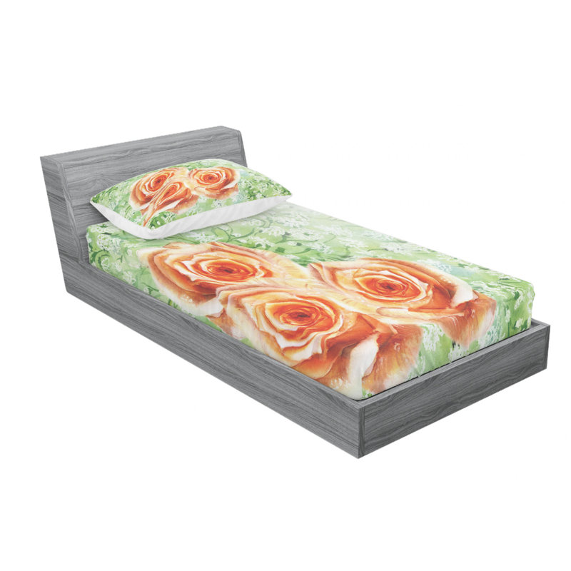 Microfiber Floral Sheet Set, Twin Sheet Set with Fitted Sheet