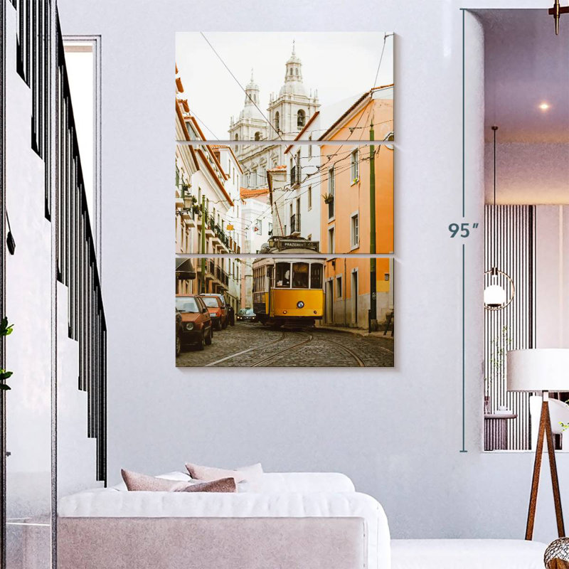 Mehar Alfama Yellow Tram, 74" H x 48" W