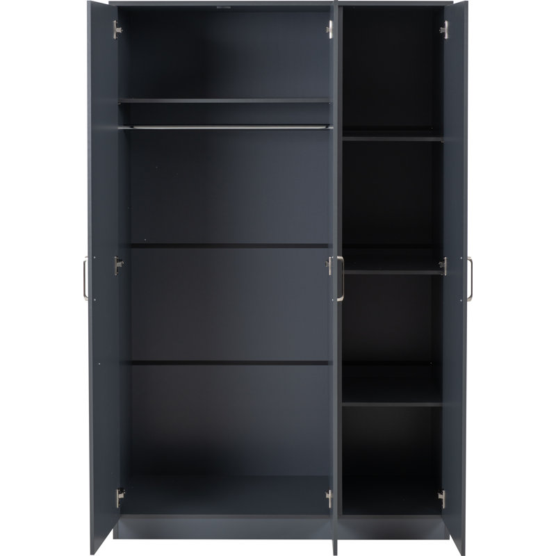 Sumrah 3 Door Manufactured Wood Wardrobe, Grey