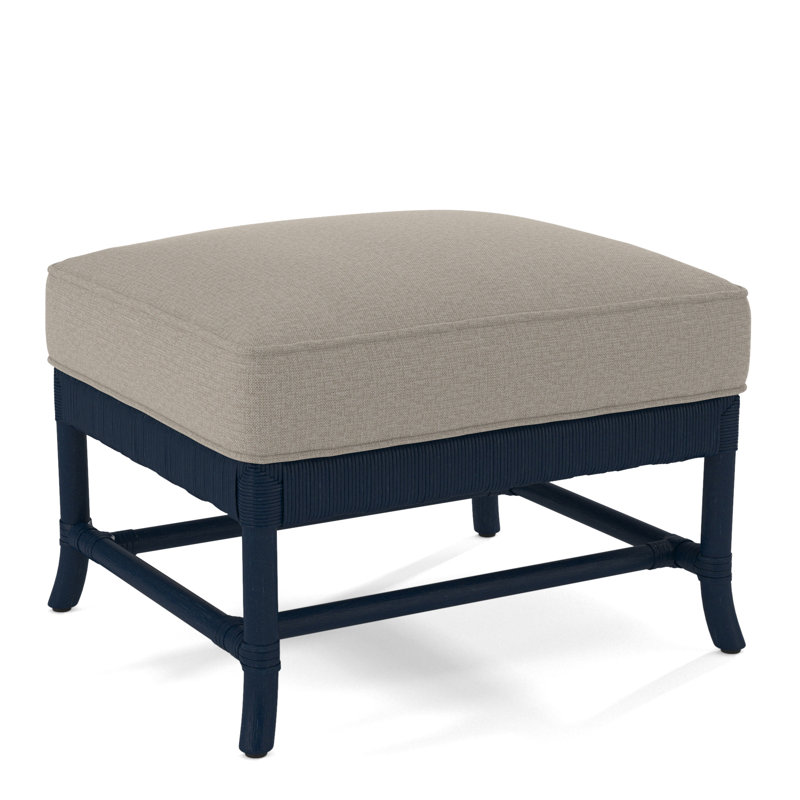 Lafayette Ottoman, Beige Floral Print; 0503-74, Navy