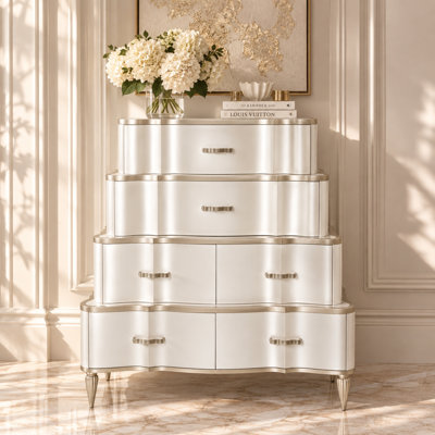 London Place 6-Drawer Tiered Chest - Creamy Pearl