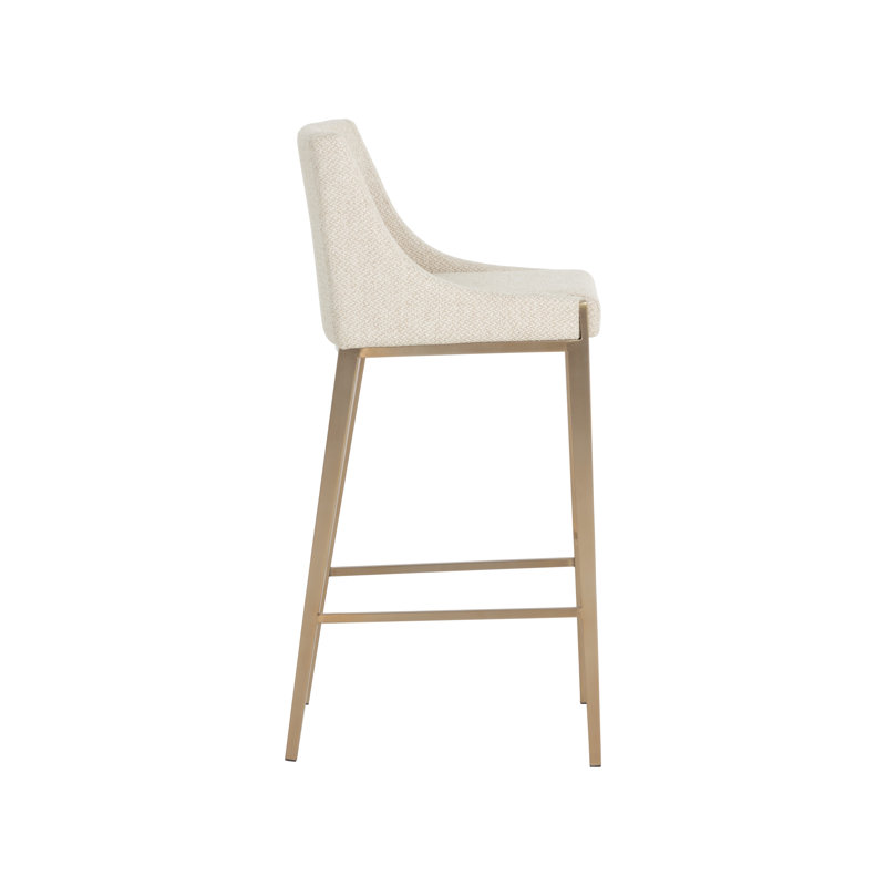 Dionne Upholstered Stool with Metal Frame, Cream