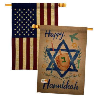 Double Sided 40'' H x 28'' W Polyester Hanukkah House Flag