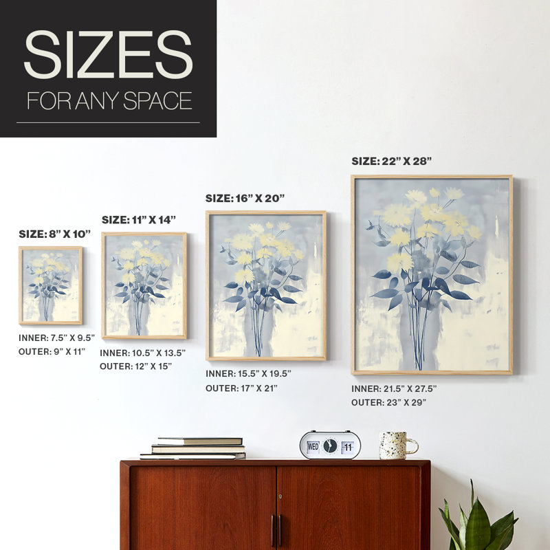 Impression encadrée FLORAL Series DCLxxxix - bois massif, H 11 po x l 9 po