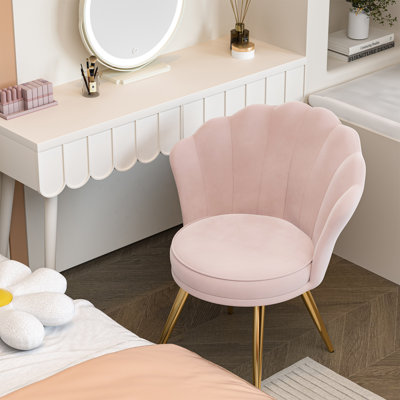 Back Velvet Accent Chair with Gold Legs, 18.5" Wide Upholstered Armchair with Padded Seat & Back – Modern Comfy Vanity Chair for Bedroom, Living Room, Makeup Room, Small Spaces