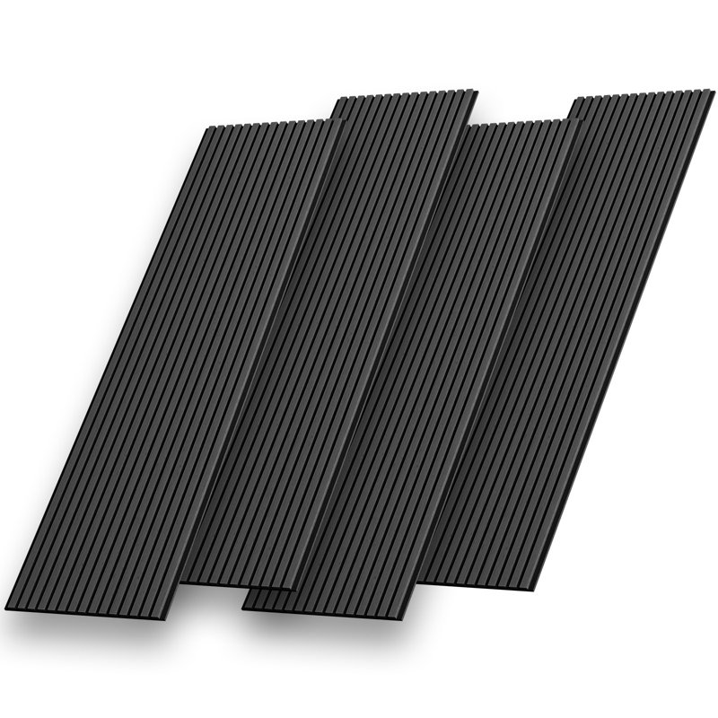  Panneaux muraux 3D acoustique 4 pièces x 94,5 po x 12,6 po - Panneaux muraux décoratifs à lattes de bois insonorisées en chêne noir (33 pieds carrés)