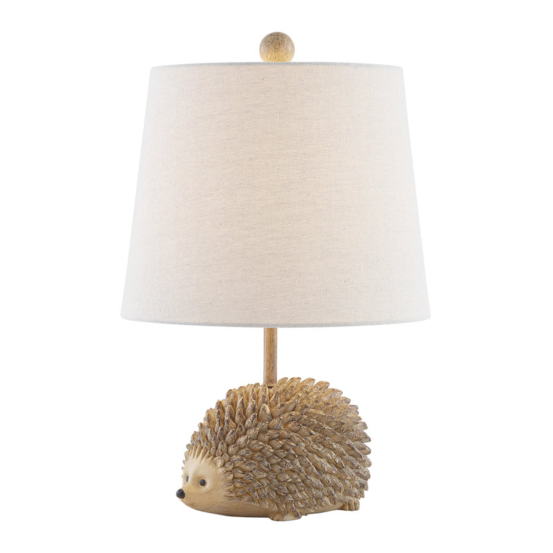 18.5" Brown Textured Resin Hedgehog Table Lamp