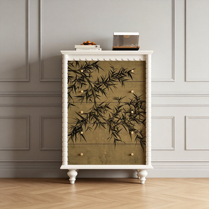 Armoire de rangement 5 tiroirs French, Ivoire ivoire