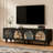 Walnut TV Stand with Solid Wood Legs
