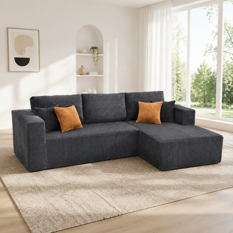 Canapé modulaire Fogshire, Orienté à droite, Gris foncé