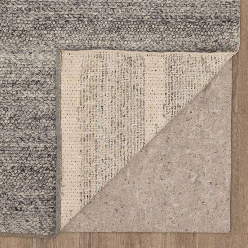 Tapis gris en laine fabriqué à la main Umbra, Rectangle 9 pi x 12 pi