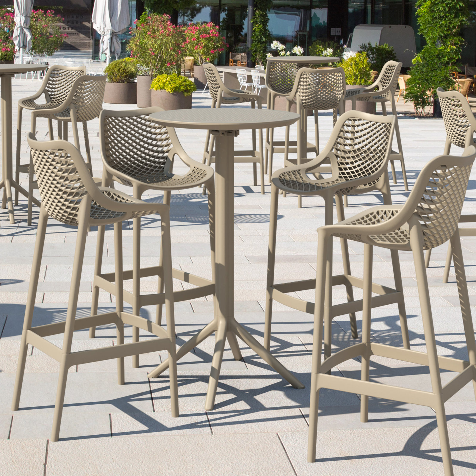Elodie 24" Patio Bar Table, Taupe, 42.5'' H x 23.6'' W x 23.6'' L
